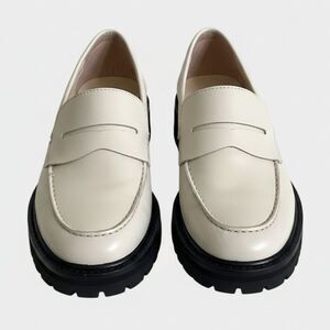 Everlane Off White Parchment Leather Lug Sole Loafers Womens Shoes 6.5
